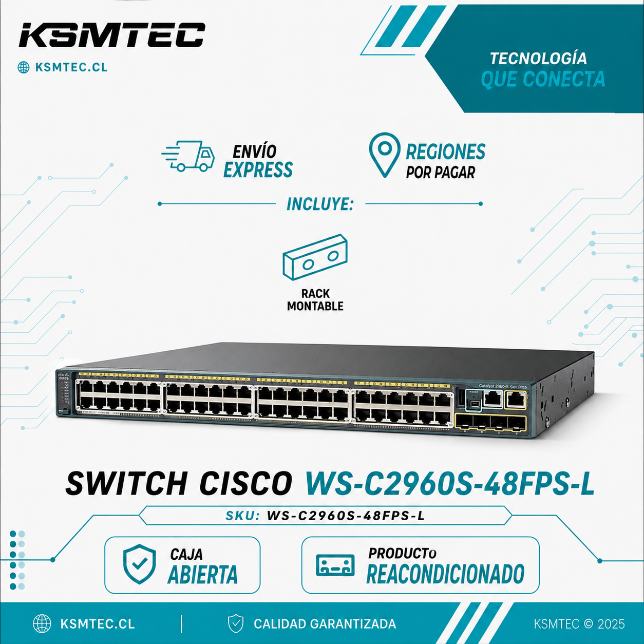 Switch Cisco WS-C2960S-48FPS-L