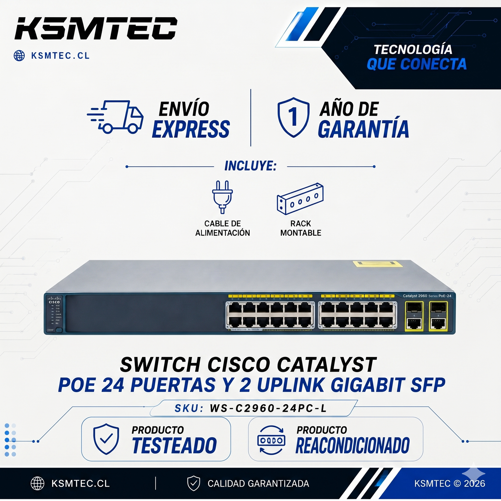 Switch Cisco WS-C2960+24PC-S-RF