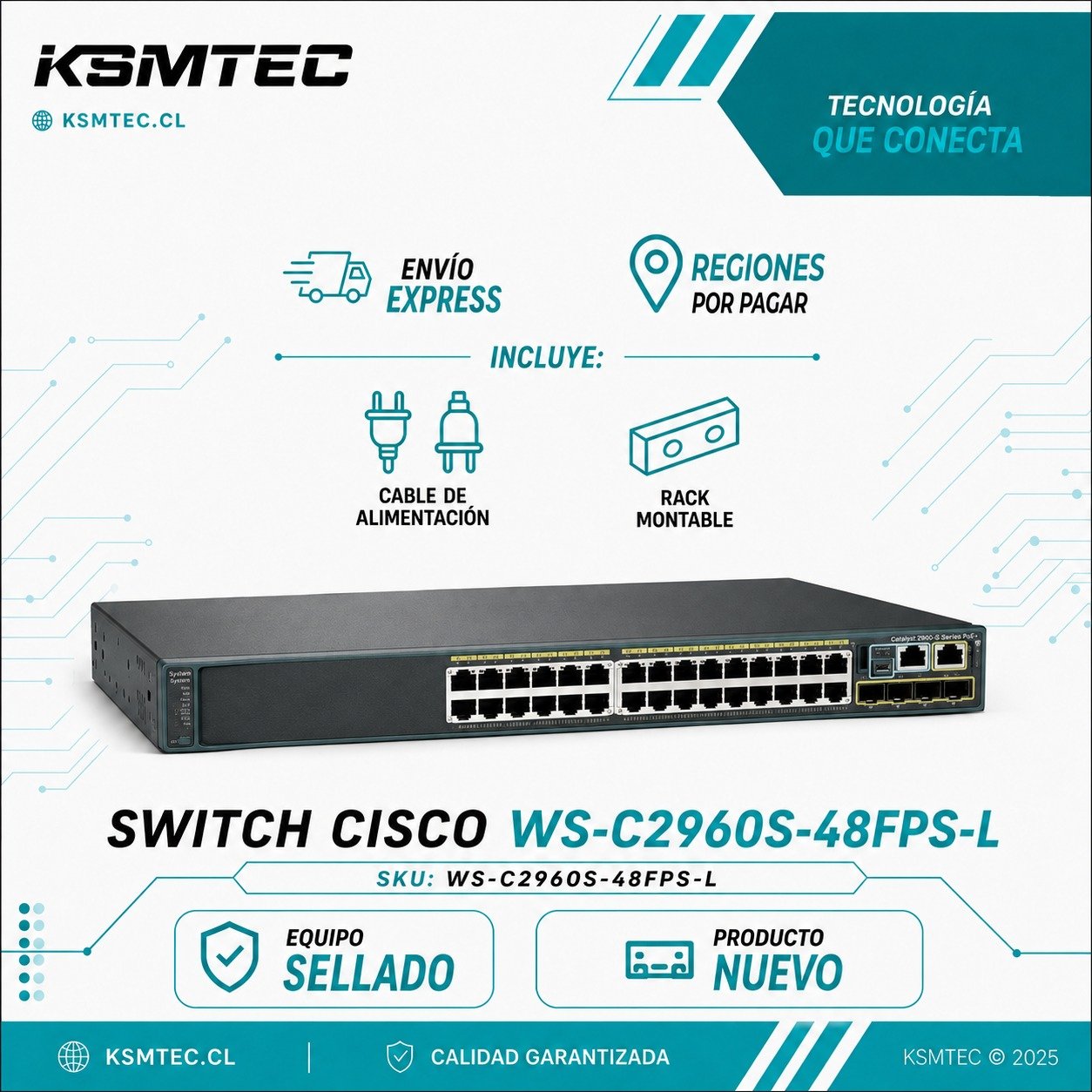 Switch Cisco WS-C2960S-48FPS-L