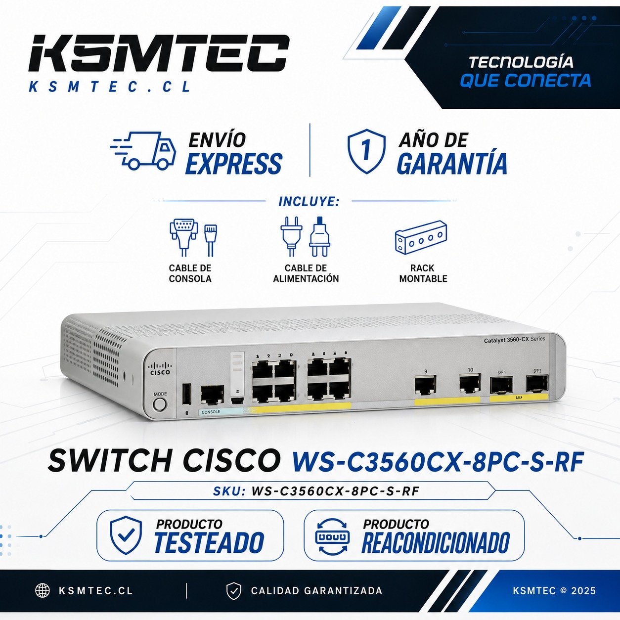 Switch Cisco WS-C3560CX-8PC-S-RF