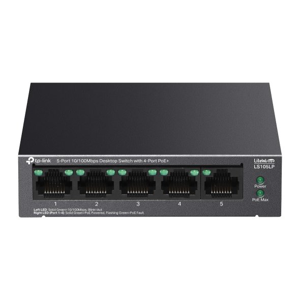 5-Port 10/100Mbps Switch de escritorio con 4 puertos PoE
